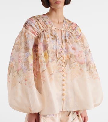 Illuminate floral linen and silk blouse | Zimmermann