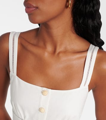 فستان ميدي بيبلوم من الكتّان والقطن | Self-Portrait