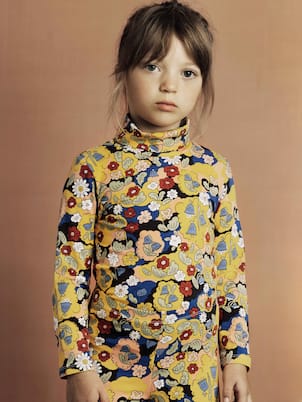 Floral cotton-blend turtleneck top | Mini Rodini