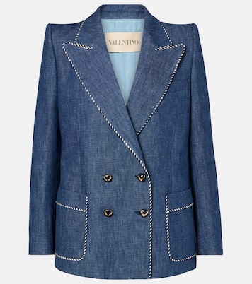 Double-breasted chambray blazer | Valentino