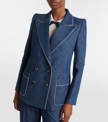 Double-breasted chambray blazer | Valentino