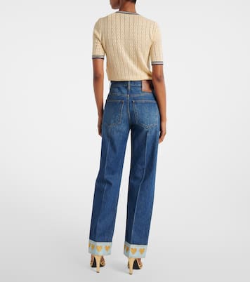 Embellished mid-rise straight jeans | Valentino