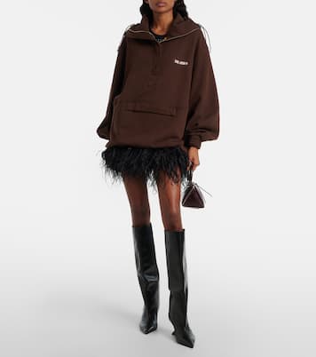 Sheer feather-trimmed miniskirt | The Attico