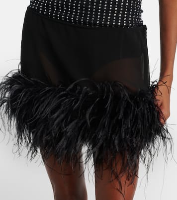 Sheer feather-trimmed miniskirt | The Attico