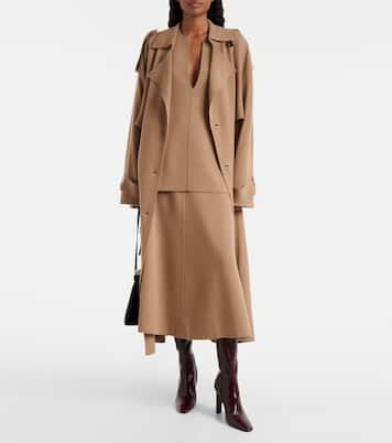 Jupe midi en laine et cachemire | Jardin des Orangers