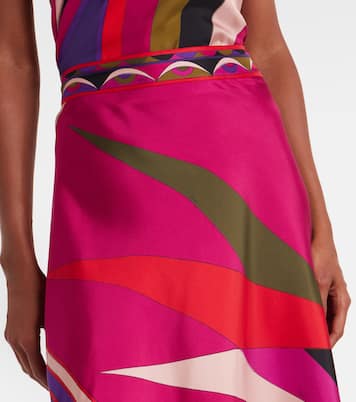 Hawaii asymmetric silk satin midi skirt | Pucci