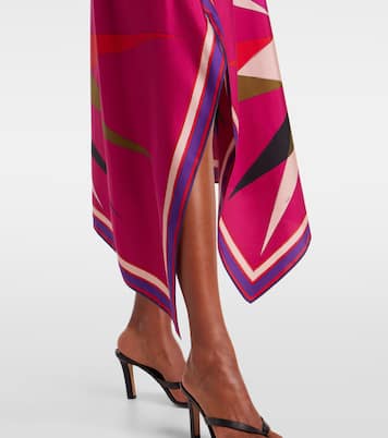 Hawaii asymmetric silk satin midi skirt | Pucci