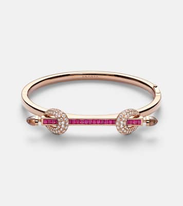 Armreif Chakra Icon aus 18kt Roségold (750/1000) mit Diamanten, Rubinen und Quarz | Ananya