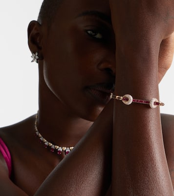 Armreif Chakra Icon aus 18kt Roségold (750/1000) mit Diamanten, Rubinen und Quarz | Ananya