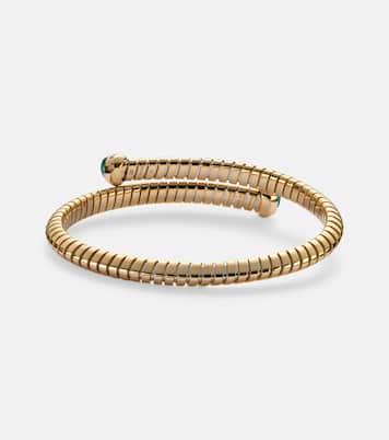 18kt yellow gold bangle with emeralds and diamonds  | Marina B