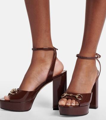 Lady Horsebit 85 patent leather sandals | Gucci