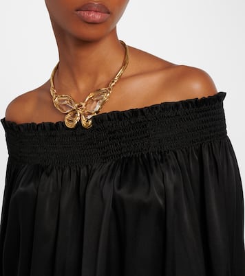 Off-shoulder silk satin top | Chloé