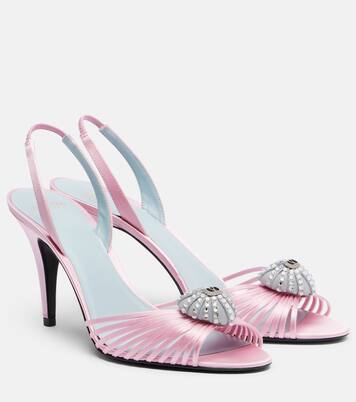 Cœur Royal satin slingback sandals | Valentino Garavani