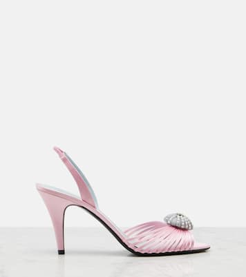 Cœur Royal satin slingback sandals | Valentino Garavani