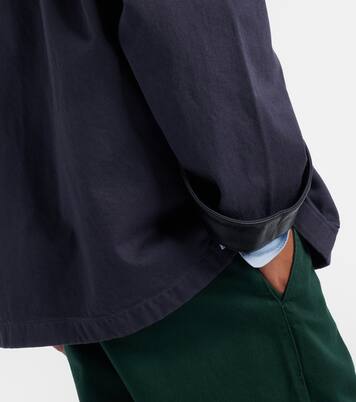 Leather-trimmed oversized cotton gabardine jacket | Miu Miu