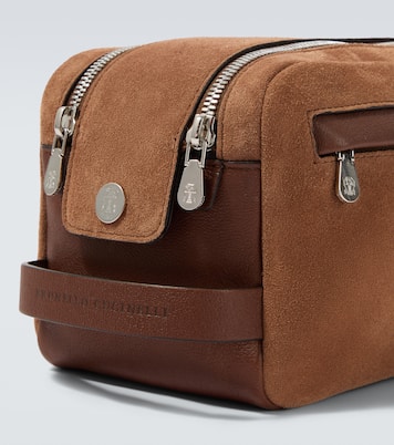 Kosmetiketui aus Veloursleder und Leder | Brunello Cucinelli