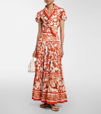 Majolica cotton poplin midi skirt | Dolce&Gabbana