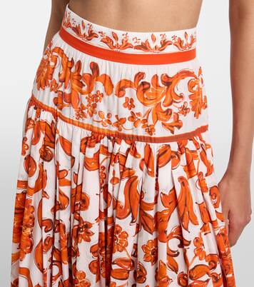 Majolica cotton poplin midi skirt | Dolce&Gabbana