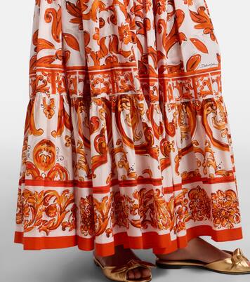 Majolica cotton poplin midi skirt | Dolce&Gabbana