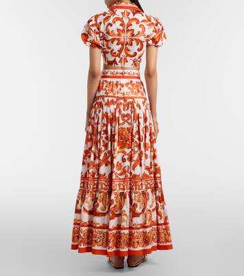 Majolica cotton poplin midi skirt | Dolce&Gabbana