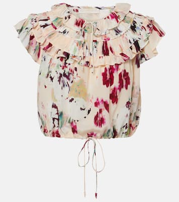 Eleonore floral ruffled silk crop top  | Ulla Johnson
