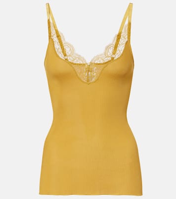 Tanktop aus Rippstrick aus Seide mit Spitze | Saint Laurent