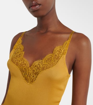 Tanktop aus Rippstrick aus Seide mit Spitze | Saint Laurent