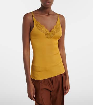 Tanktop aus Rippstrick aus Seide mit Spitze | Saint Laurent