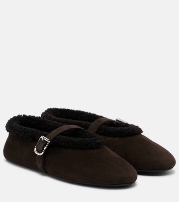 Shearling-lined suede Mary Jane flats  | Alaïa