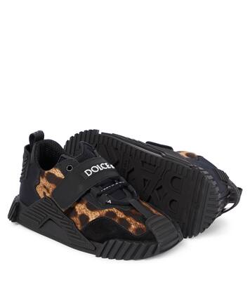 NS1 leopard-panel leather sneakers | Dolce&Gabbana Kids