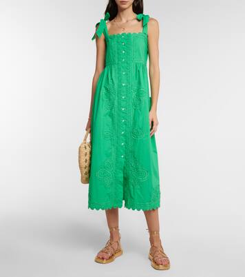 Abito midi in popeline di cotone con ricamo | Juliet Dunn