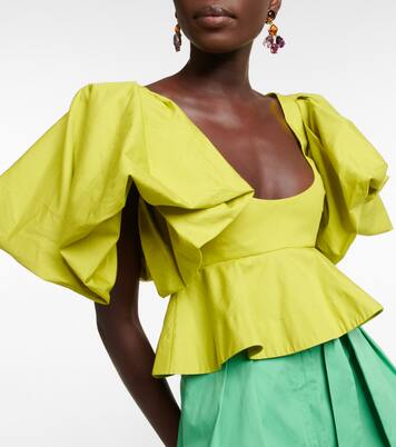 توب كروب ستايل بيبلوم من القطن البوبلين | Oscar de la Renta