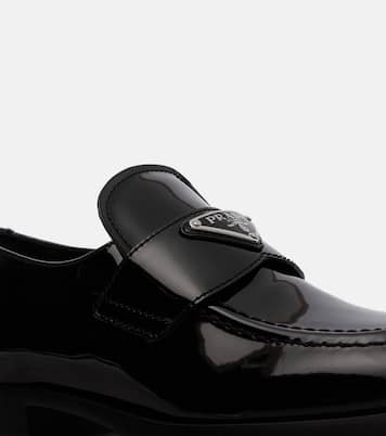 Mocassins en cuir verni à logo | Prada