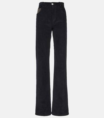 High-rise cotton corduroy straight pants | Bottega Veneta