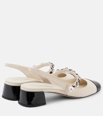 Embellished leather slingback pumps | Miu Miu