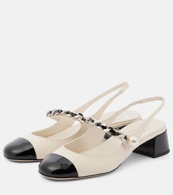 Embellished leather slingback pumps | Miu Miu
