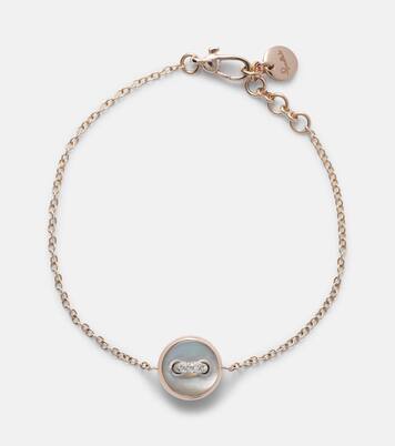 Pom Pom Dot 18kt rhodium-plated rose gold bracelet with mother-of-pearl and diamonds | Pomellato