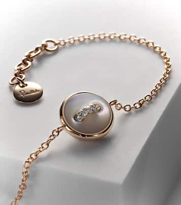 Pom Pom Dot 18kt rhodium-plated rose gold bracelet with mother-of-pearl and diamonds | Pomellato