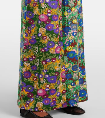 Bedruckte Hose mit weitem Bein aus Seidensatin | Alémais