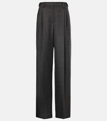 Weite High-Rise-Hose aus Wolle | Brunello Cucinelli