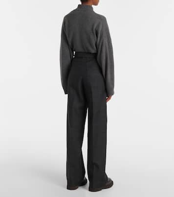 Weite High-Rise-Hose aus Wolle | Brunello Cucinelli