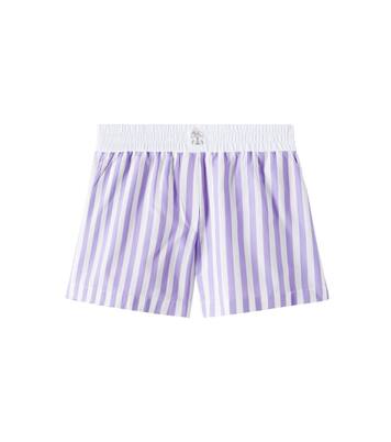 Striped cotton and silk Bermuda shorts | Brunello Cucinelli Kids