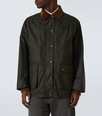 Corduroy-trimmed poplin field jacket | Miu Miu