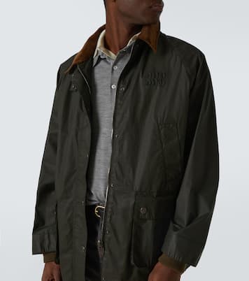 Corduroy-trimmed poplin field jacket | Miu Miu