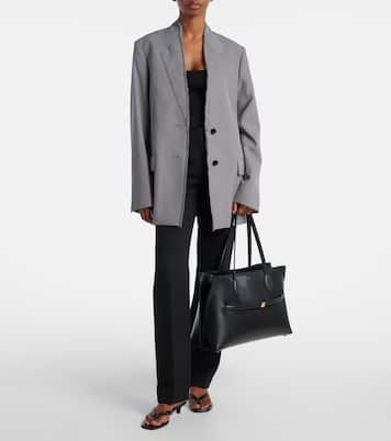 Lounge embroidered leather tote bag | Toteme