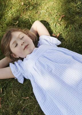 Zoe striped ruffled cotton-blend dress | La Coqueta