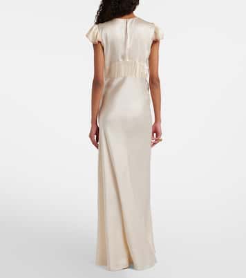 Maxikleid aus Seidensatin mit Spitze | Chloé