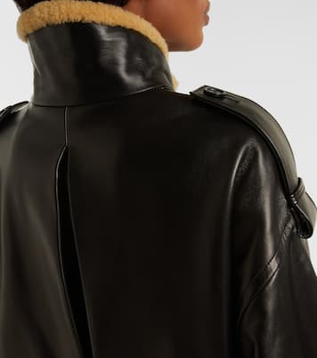 Sigi shearling-trimmed leather jacket | Khaite
