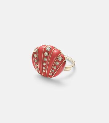 Anello Coquillage Corail in oro 9kt con diamanti | Yvonne Léon
