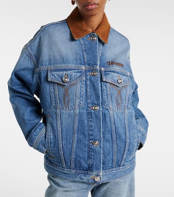 Trucker suede-trimmed denim jacket | Versace